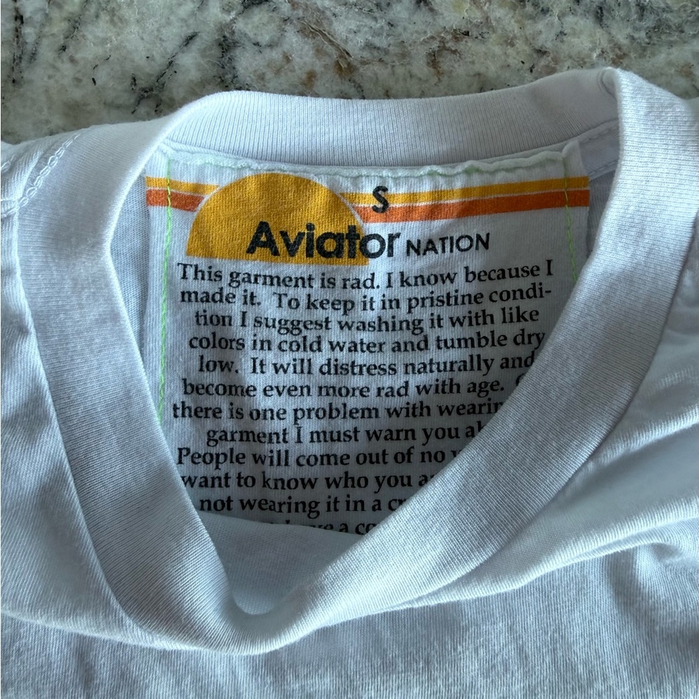Aviator Nation White Boyfriend Tee, Size Small - Picture 4 of 5